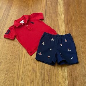 Ralph Lauren Polo Shirt and Navy Embroidered Nautica Short Matching Set